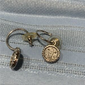 Silver Coin Hoop Earrings